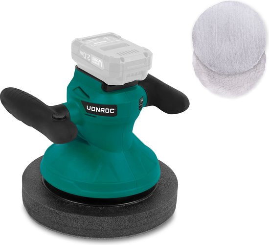 Accu polisher - Poliermaschine 20V - Ø240mm - Inkl. verstellbare Griffe, 2 Polierhülsen und Aufbewahrungstasche - Ohne Akku & Ladegerät