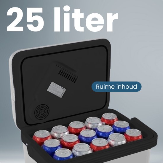 Auronic Coolbox Electric 12V und 230V - 25L - Camping-Kühlschrank - Auto - Kühlung und Heizung - Kühlbox - Hellgrau