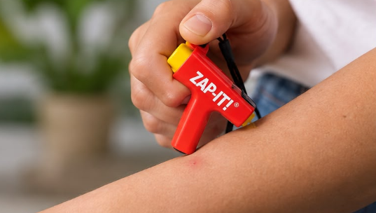 NoMasQuito Zap-It! Mückenstich-Linderer – piezoelektrisch – ohne Batterien – rot/gelb – 17 x 8 x 2,3 cm