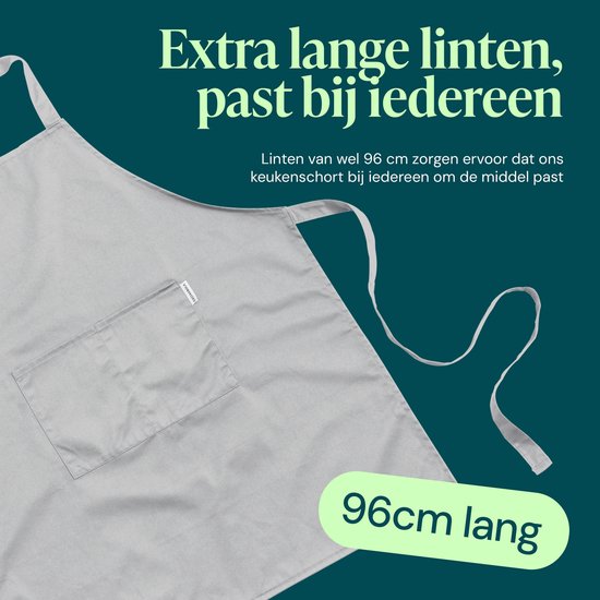Castagnola-Küchenschürze – Wasser- und schmutzabweisend – Professionelle Kochschürze – BBQ-Schürze für Damen und Herren – Unisex – Verstellbare Schnalle – Extra große Taschen – Hellgrau