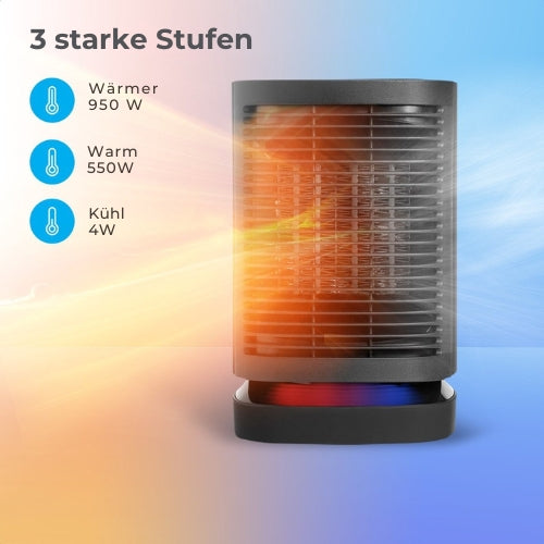 Auronic Elektrische Heizung - 3 Stufen - 950W - Rotierend - Schwarz