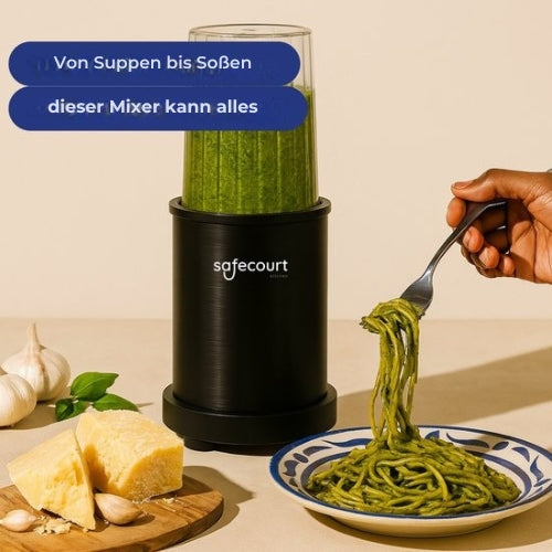 Safecourt Kitchen - Smoothie Mixer - Mixer 1200W - Smoothie Maker - Inklusive To-Go Becher - Schwarz