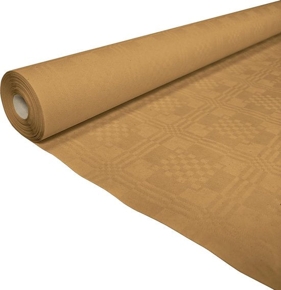 Damast Papier Tischdecke goldfarben.