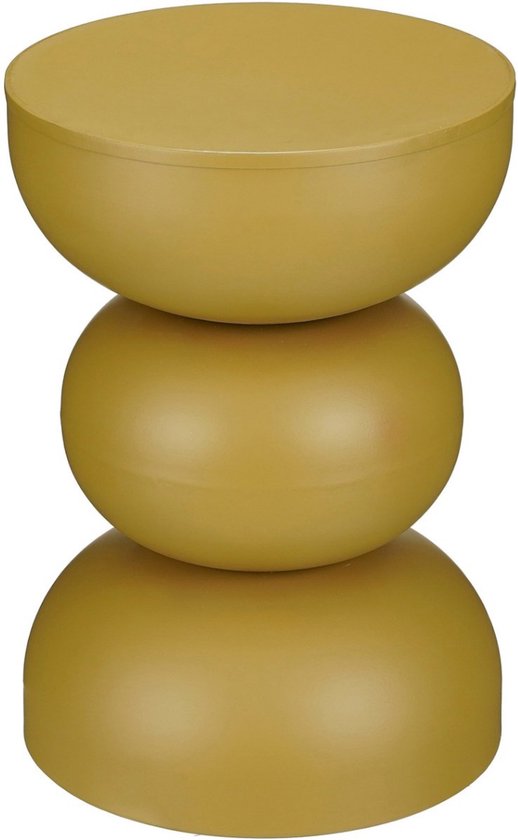 Mica Decorations Luna Beistelltisch – Runder Beistelltisch H46 x Ø32 cm – Eisen-Beistelltisch für Schlafzimmer oder Wohnzimmer – Nachttisch oder Pflanzentisch – Ockergelb