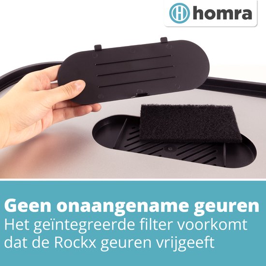 Homra Rockx Mülleimer 60 Liter - Duo-Treteimer 2×30 l mit Geruchsfilter – Edelstahl-Mülltrennbehälter mit 2 Fächern – Recycling-Mülleimer – Küchenmülleimer – Mülleimer zur Mülltrennung – Doppel-Mülleimer, blau