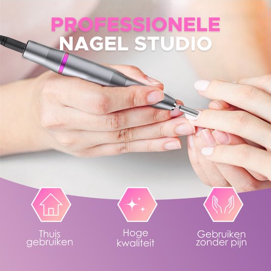 Beeperfect® Elektrische Nagelfeile - Nagelfräse - Maniküre- und Pediküreset - 11 Bits und 60 Schleifröllchen