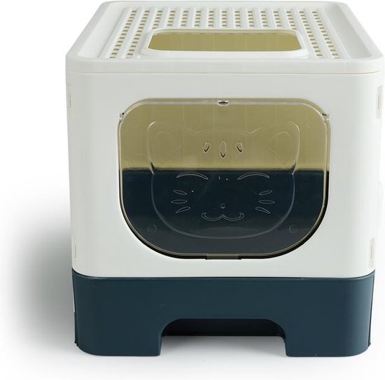 Lifa Living Faltbare Katzentoilette mit ausziehbarer Schublade - praktisch, tragbar und geräumig - Creme/Anthrazit