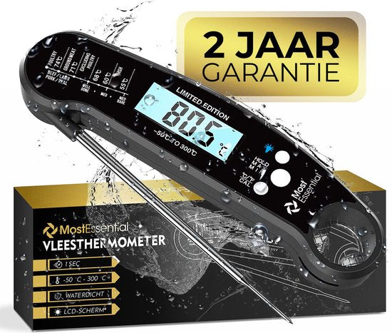 MostEssential Premium Fleischthermometer - BBQ-Thermometer - Schwarz