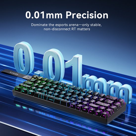 Ajazz AK680 V2 HE – 65 % kabelgebundene Gaming-Tastatur – magnetische Tasten – Hall-Effekt – Rapid Trigger – QWERTY – schwarze Konturlinie