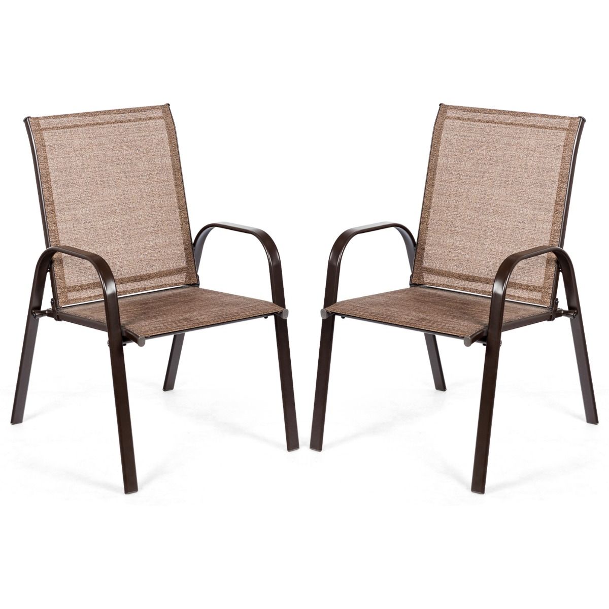 Coast 2-teiliges Gartenstuhl-Set – atmungsaktiver Stoff – verstärkter Metallrahmen – beige