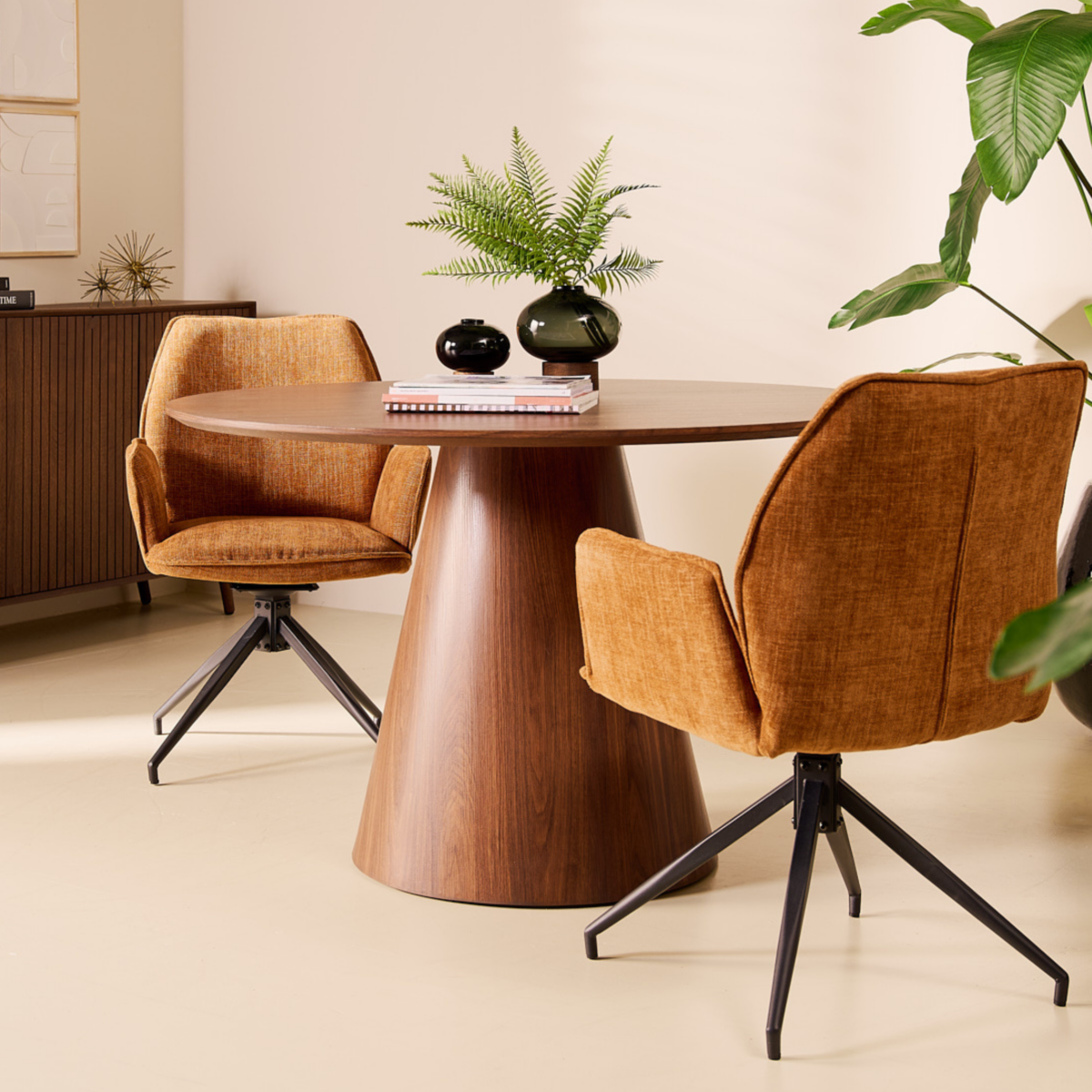 Multifurn - Esszimmerstühle - 2er Set - Drehbar - 57 x 63 x 90 cm - Cognac/Braun