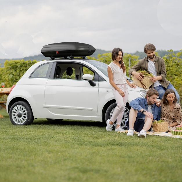 Coast Dachbox 250 Liter – Abschließbare Autodachbox mit Zentralverriegelung, Schlüsseln und Spanngurten – Schwarz