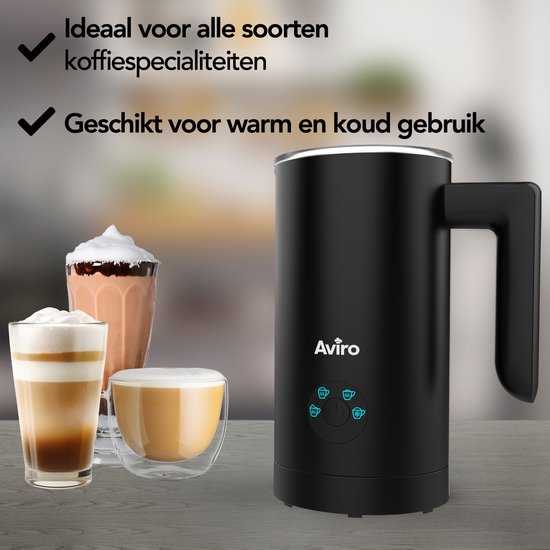 Aviro Milchaufschäumer mit Ausgießer - Elektrisch - 300ML - 4-in-1 - Milchaufschäumer - Milchschneebesen - Milchaufschäumer - Schwarz