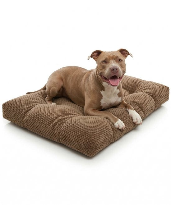 Hundekissen 90 x 60 cm – XL-Liegeplatzkissen – Braunes Hundebett – Katzenkissen – Katzenbett – Katzenmatte – Hundematte – Luxuriöses Hundebett