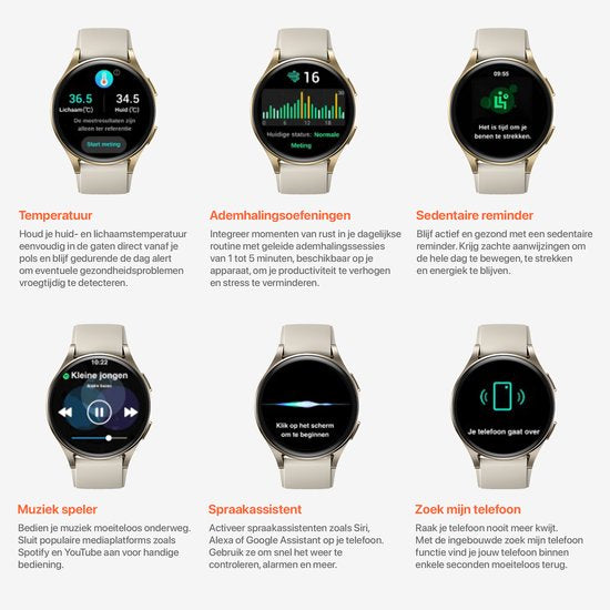 Otiume Zenith GTX05 – Smartwatch – 45 mm AMOLED-Display – GPS – Telefonieren über Bluetooth – Gold