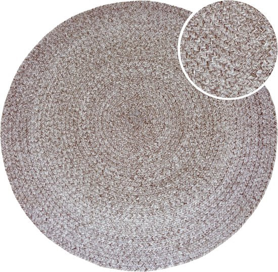 AXI Corfu Outdoor-Teppich – Rund – Ø 120 cm – Braun – Outdoor-Teppich – Outdoor-Teppich – Wetter- und UV-beständig – Flachgewebt – Gartenteppich – Für drinnen und draußen – Handgewebt