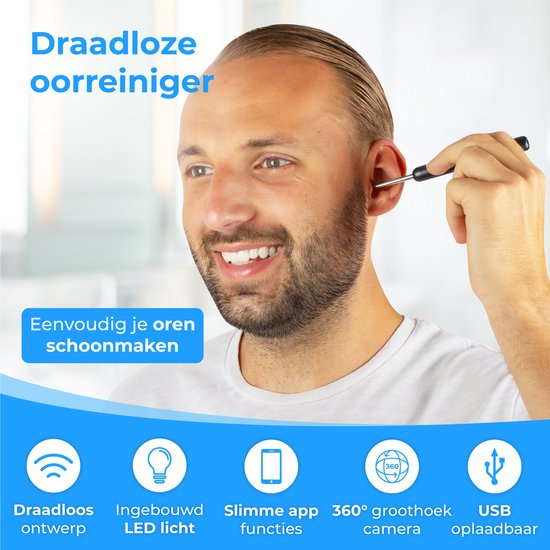 Nuvance - Ohrenschmalz-Entferner mit Kamera-App - Ohrreiniger - Ohrreinigungsset - Ohrenspritze - Ohrenkratzer - inkl. Reinigungsset