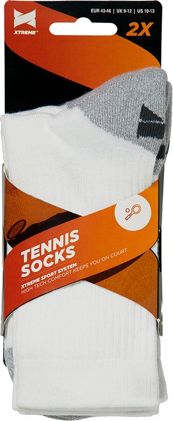 Tennissocken – Unisex – Mehrfarbig-Weiß – 35/38 – 2 Paar