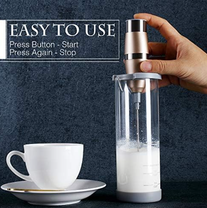 MUIFA Handmilchaufschäumer – 19.000 U/min – 500 ml Borosilikatglas – Edelstahl-Schneebesen – Akku – Silber