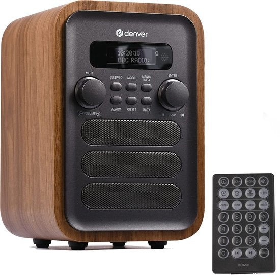 Denver DAB+ Radio - Bluetooth/ FM - LCD-Bildschirm - Grau/braun