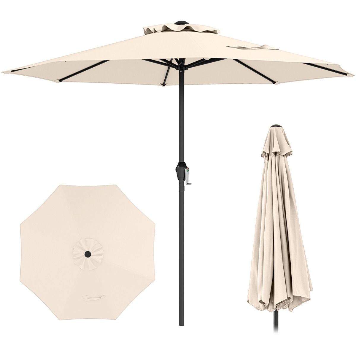 Coast Terrassenschirm – mit Schwenkmechanismus – belüftetes Design – 260 cm – beige