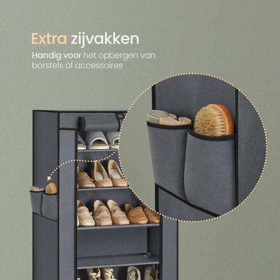 O'DADDY® Schuhregal staubfrei - 10 Lagen - 27-35 Paar Schuhe - Schuhschrank - Schuhregal - Wasserdicht und staubdicht - Schwarz