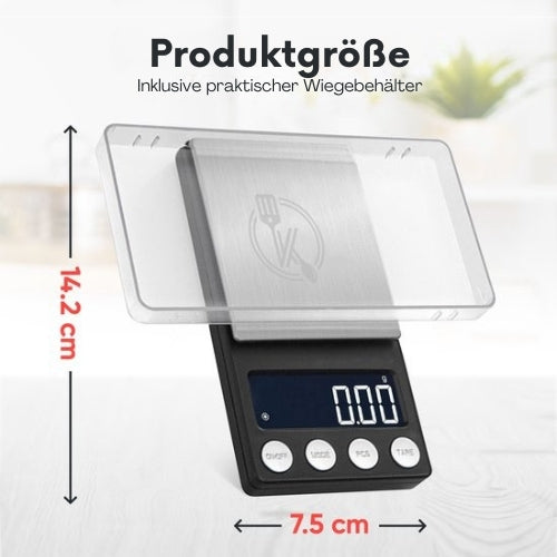 Kitchenwell - digitale Mini-Präzisionsküchenwaage - batteriebetrieben - 0,01 bis 200 Gramm - 14,2 x 7,5 cm