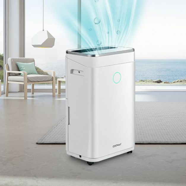 Coast Luftentfeuchter 25L/Tag mit Ablassschlauch und LED-Anzeige - Weiß - 34x24x57 cm