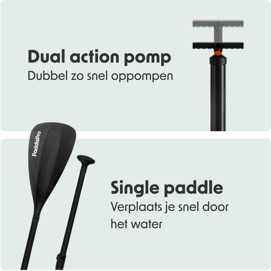 LifeGoods SUP Board Tandem - 2 Personen - 220 KG Belastbarkeit - 381 x 86 cm - Aufblasbar - Komplettes SUP Paket - Weiß/Schwarz