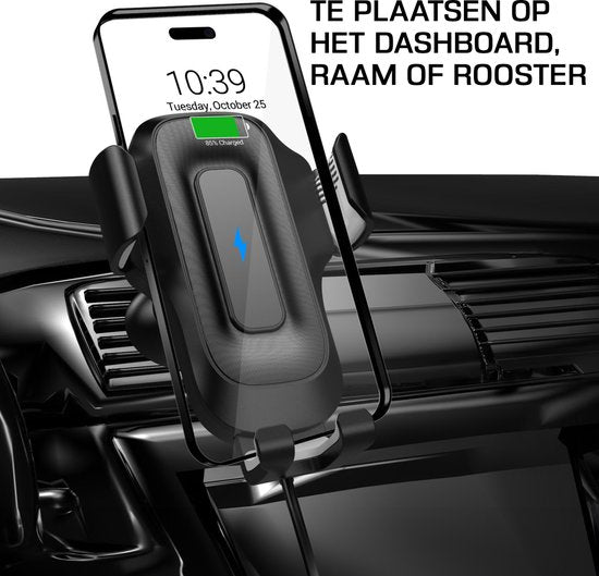 Podec Telefonhalter Auto - Mit Saugnapf - Drahtloses Ladegerät 15W - Für Lüftungsgitter