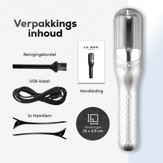 La Nou® Splitterentferner 4 - Splitterentferner - Inkl. Zubehör - Für Spliss - Splittertrimmer - Splitterentferner - Silber