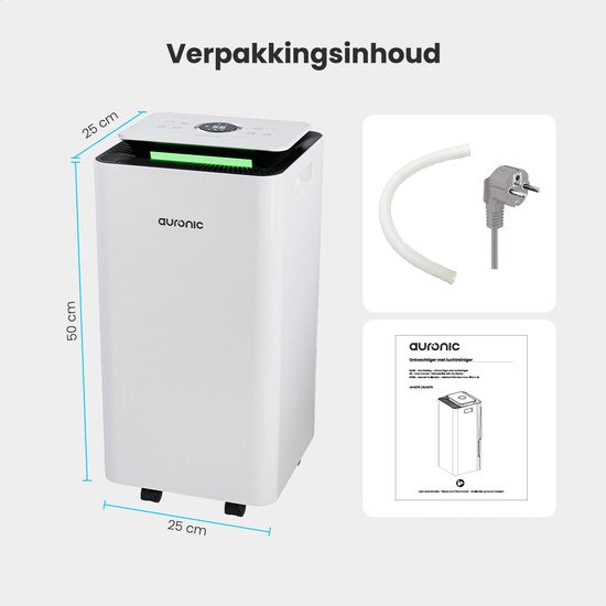 Auronic Luftentfeuchter und Luftreiniger - Pro Series - 10 l pro Tag - Waschtrockenfunktion - Schlafzimmer, Badezimmer und Wohnzimmer - Weiß