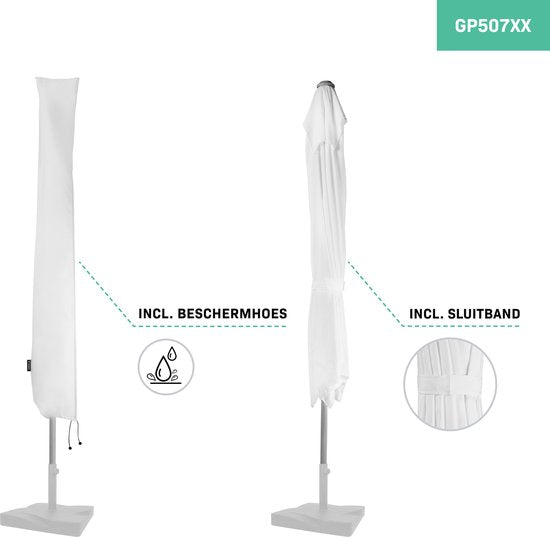 VONROC Premium Sonnenschirm Rapallo 200x300cm - Langlebiger Sonnenschirm - Neigbar - UV-beständiges Tuch - Weiß - Inkl.