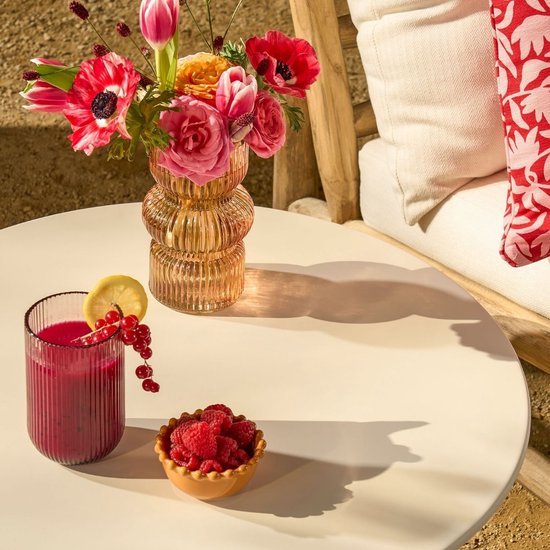 Mica Decorations Seattle Beistelltisch, rund, für den Außenbereich – Couchtisch – Outdoor-Couchtisch – Auch als Pflanzentisch oder Pflanzenständer geeignet – Metall – 38 x 61 cm – Creme