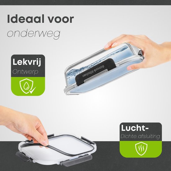 Savoré Küche Aufbewahrungsschalen Set - Mahlzeit Vorbereitung Tabletts - Gefrierschrank Tabletts Glas - luftdicht - 10 Stück