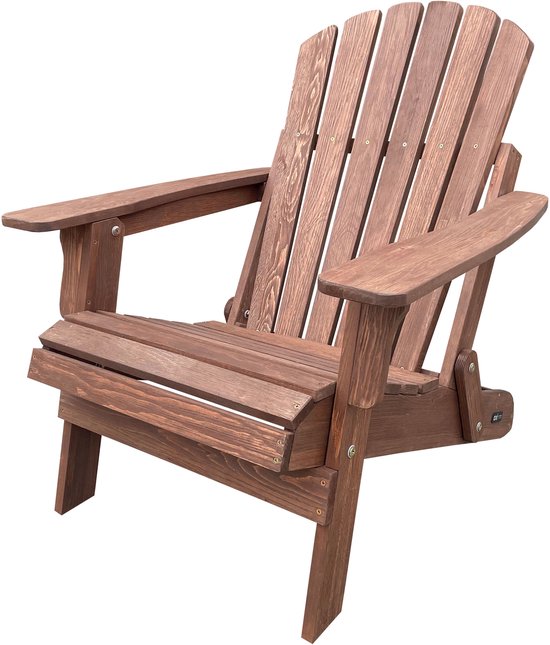 AXI Rosalie Adirondack Stuhl Coffee – Loungesessel aus Holz mit Armlehnen – Zusammenklappbar – Hohe Rückenlehne – Gartenstuhl – 75,5 x 86,5 x 85 cm – 100 % FSC-zertifiziertes Hemlock-Holz