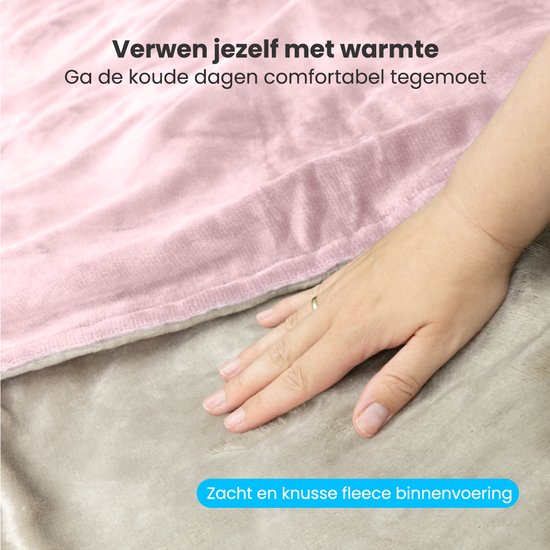 Auronic Electric Blanket - 200x180cm - Wärmedecke - 2 Personen - 3 Wärmestufen - Decke - Mit Timer - Heizdecke - Pink