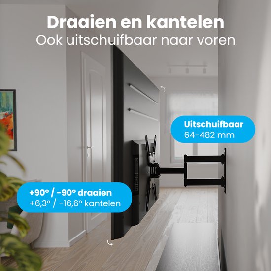 Auronic TV-Halterung – 26 bis 55 Zoll – TV-Wandhalterung – dreh- und neigbar – bis zu 40 kg – VESA 400 mm x 400 mm – u. a. für 43" und 55" – Schwarz
