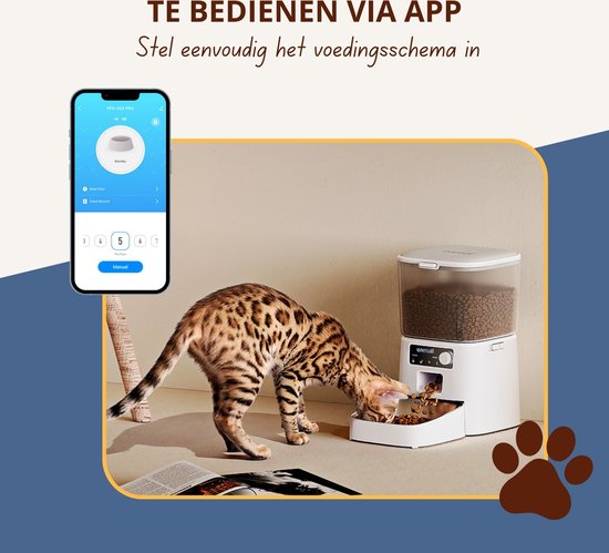Oneisall Smart Futterautomat PFD-001 Pro CW15010 - Mit WLAN-Verbindung – Automatischer Futterautomat – Kabellos – Weiß – Futterautomat – Für Katzen und Hunde – Trockenfutter – Präzise Portionskontrolle – 3,5-Liter-Behälter – Mit App