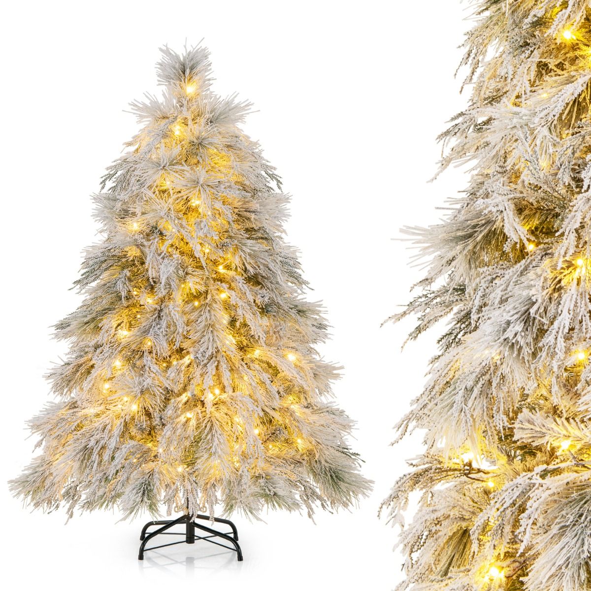 Coast 150 cm künstlicher Weihnachtsbaum mit LED - Schneegrün/Weiß - 279 Zweige - 150 warmweiße Lichter
