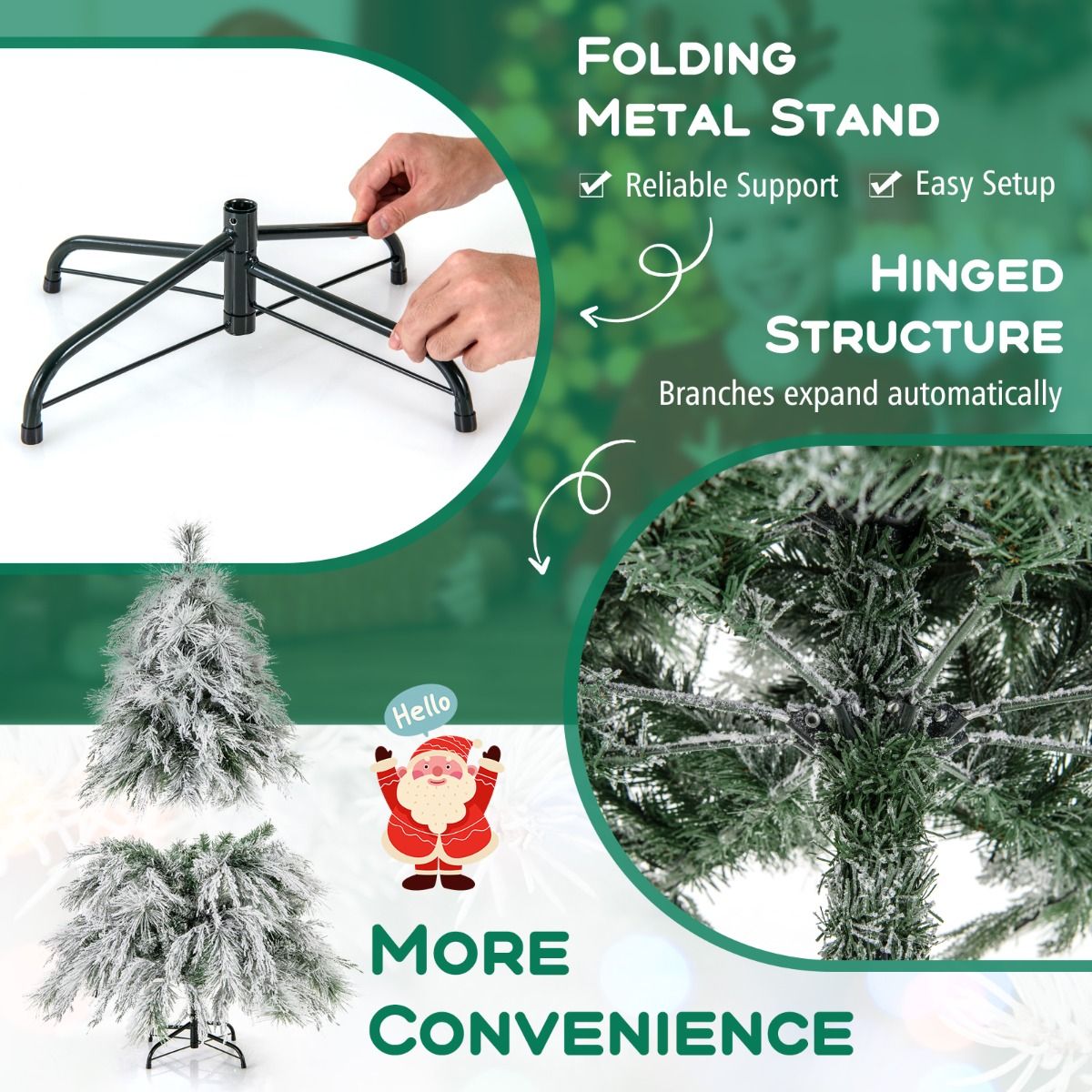 Coast 150 cm künstlicher Weihnachtsbaum mit LED - Schneegrün/Weiß - 279 Zweige - 150 warmweiße Lichter