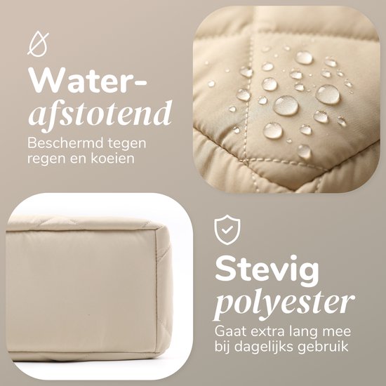 Mommsy Wickeltasche – Wickeltasche – Mom Bag – Thermofach – Gesteppter Puffer-Stoff – Mommy Bag – Besonders geräumig – Wasserabweisend – Organizer – Leicht – Beige