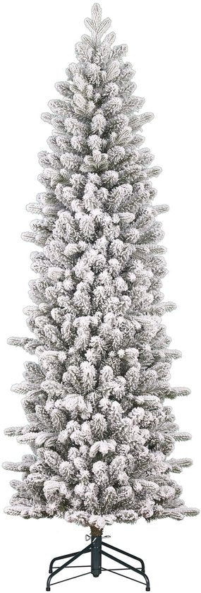 Black Box Trees Harma Slim Weihnachtsbaum mit Schnee und Scharnierkonstruktion für schnellen Aufbau – Kunstbaum für kleine Räume – Weihnachtsdekoration für den Innenbereich – H 185 x Ø 63 cm – Grün, matt
