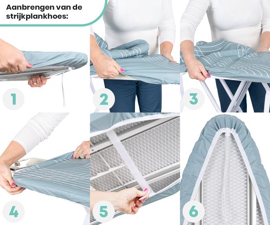 Loti Living Bügelbrettbezug 124 x 38 cm – Breeze – Bügelbrettbezug – Komplettset – Universal