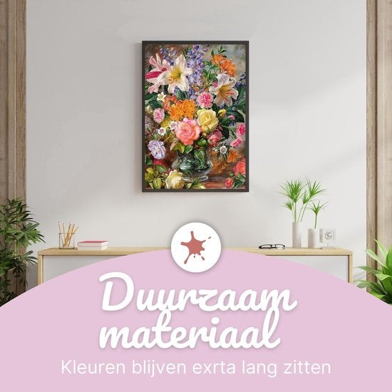 RubyeÂ® Malen nach Zahlen Erwachsene - Blumen in der Vase - Inklusive Farbe und Pinsel - Leinwand Malerei Leinwand - Farbe nach Zahlen - 40x50cm