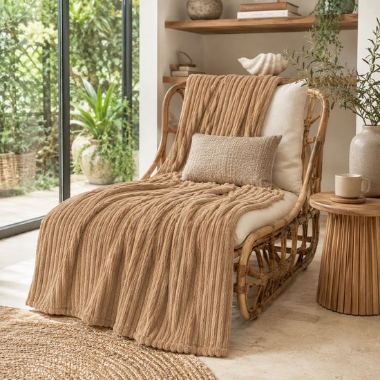 Ceruzo Fleece-Decke 150 x 200 cm – Camel – Weiche Decke – 280 g/m² – Wohn-Decke