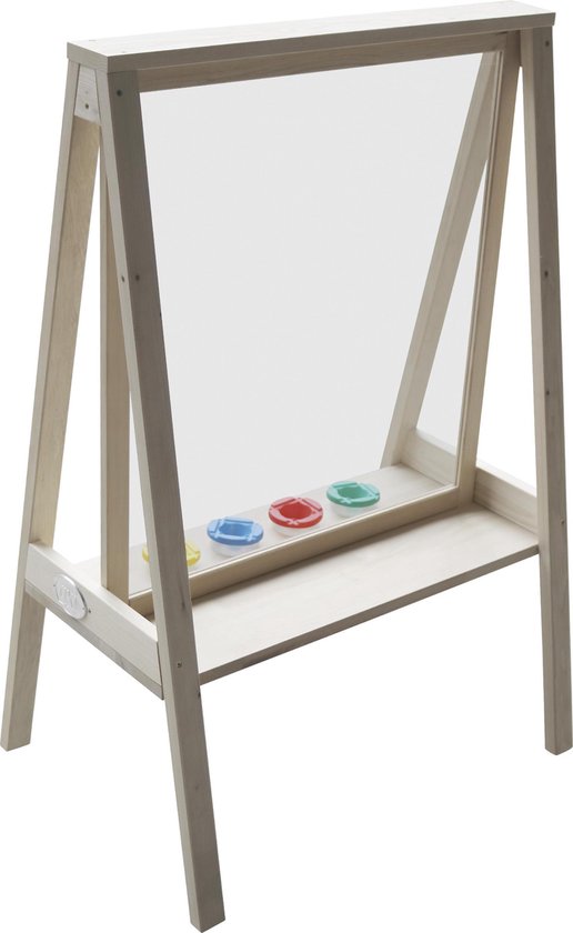 AXI Eric Malständer aus Holz in Naturbraun – Maltisch für Kinder für drinnen und draußen mit Plexiglasplatte und 4 Farbtöpfen – 50 x 70 x 105 cm