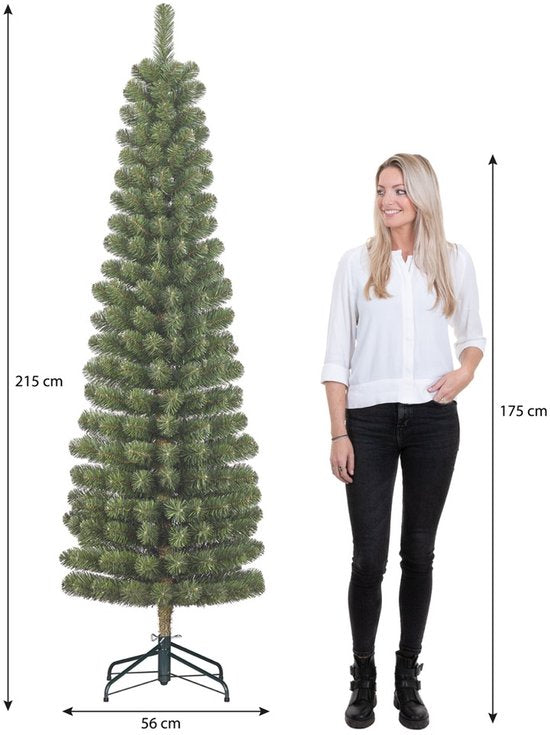 Black Box Trees Charlton Schlanker Baum – Weihnachtsbaum in Säulenform mit Scharnierkonstruktion – Weihnachtsdekoration mit natürlichen PVC-Nadeln – Kunstbaum, schlankes Modell – H 215 x Ø 56 cm – Grün