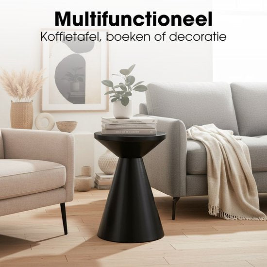 Mica Decorations Jim Beistelltisch – Runder Beistelltisch H45 x Ø31 cm – Eisen-Beistelltisch für Wohnzimmer oder Schlafzimmer – Pflanzentisch – Nachttisch im Industrial-Stil – Schwarz