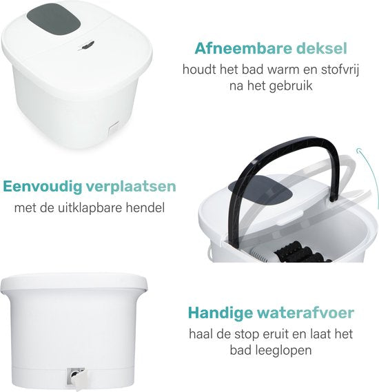 Soft & Silky - Fußbad - 12L - Heizung bis zu 48°C - Elektrisch - Mit Massage - Sprudel - Infrarot - Fußbad